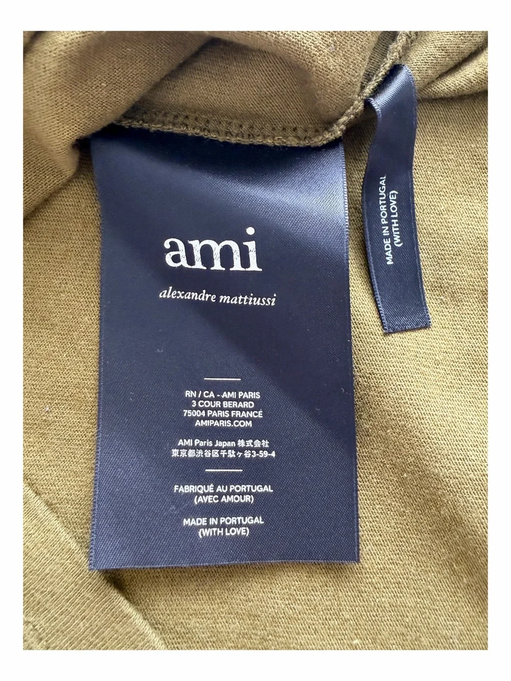 AMI Alexandre Mattiussi x Smiley Olive Cotton Graphic Tee Size M